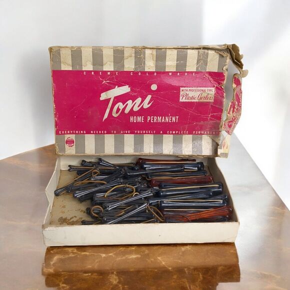 60s VTG Toni Home Permanent w Professional Type Plastic Curlers Amber Gray 90 ct - Picture 1 of 11
